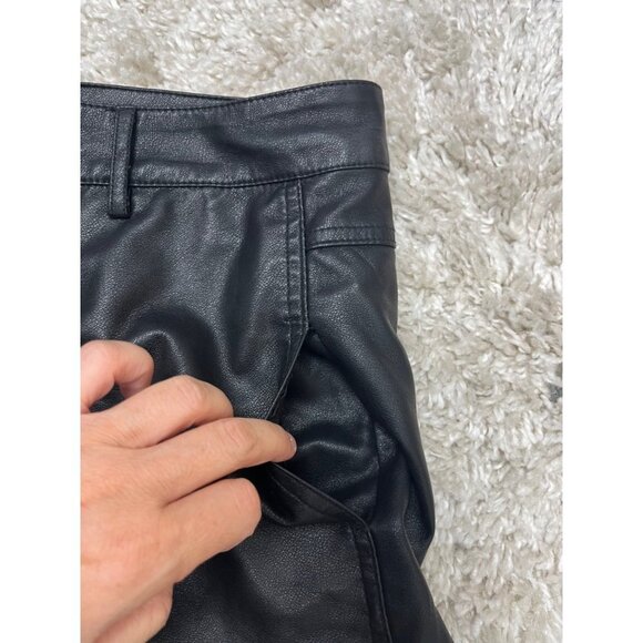 Zara Faux Womens Faux Leather Shiny Baggy Pants size Large‎ Black - Picture 10 of 10